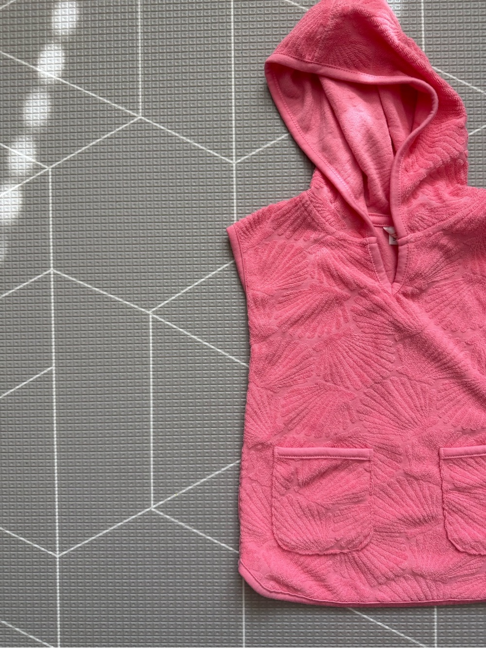 Cat & Jack|Baby girl pink Hooded One-Piece Swim Layer-Soft Terry w Front pocket•